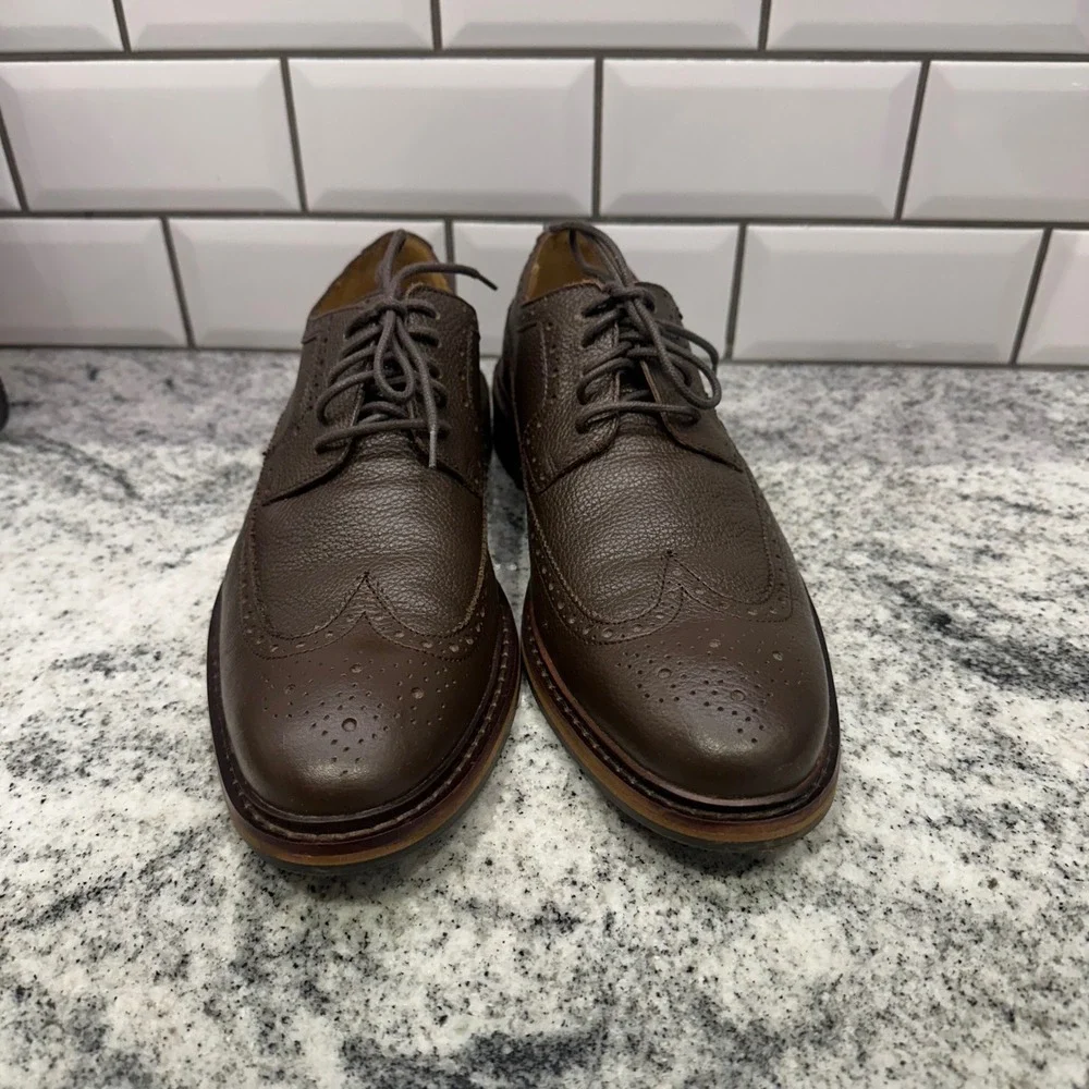 Cole Haan Mens 9.5‎ Wingtip Oxford Brown Pebbled Leather Brogue C13596 Preppy